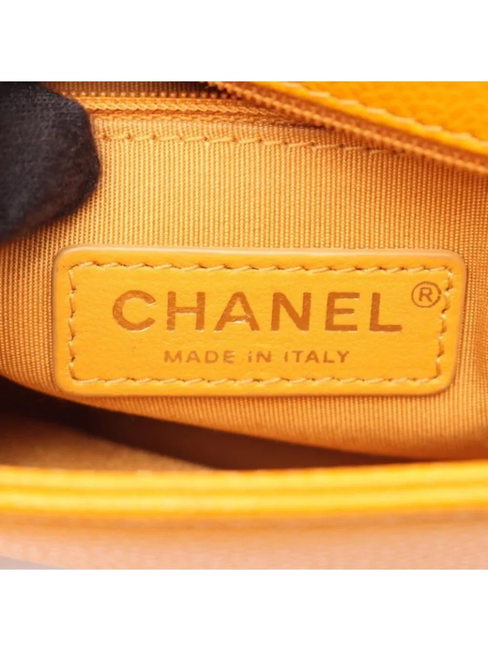 Chanel Shoulder Bag Quilted Top Handle 2-Way Orange Caviar Leather Chain
